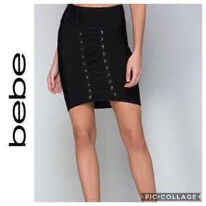 🆕 Bebe Black Front Lace-up Bandage Skirt XS